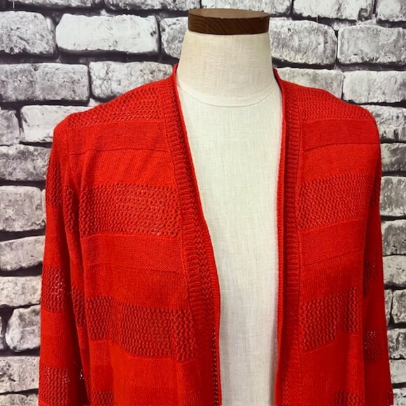 Charter Club Red 3/4 Sleeve Cardigan Sweater Size XL - Picture 2 of 9